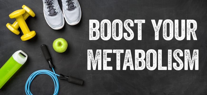 Fitness equipment on a dark background – Boost your metabolism